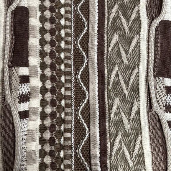 Vintage 90s Protégé Collection 3D Knit Sweater Brown Neutral Geometric Pattern - Picture 10 of 10